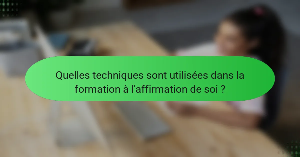 Quelles techniques sont utilisées dans la formation à l'affirmation de soi ?