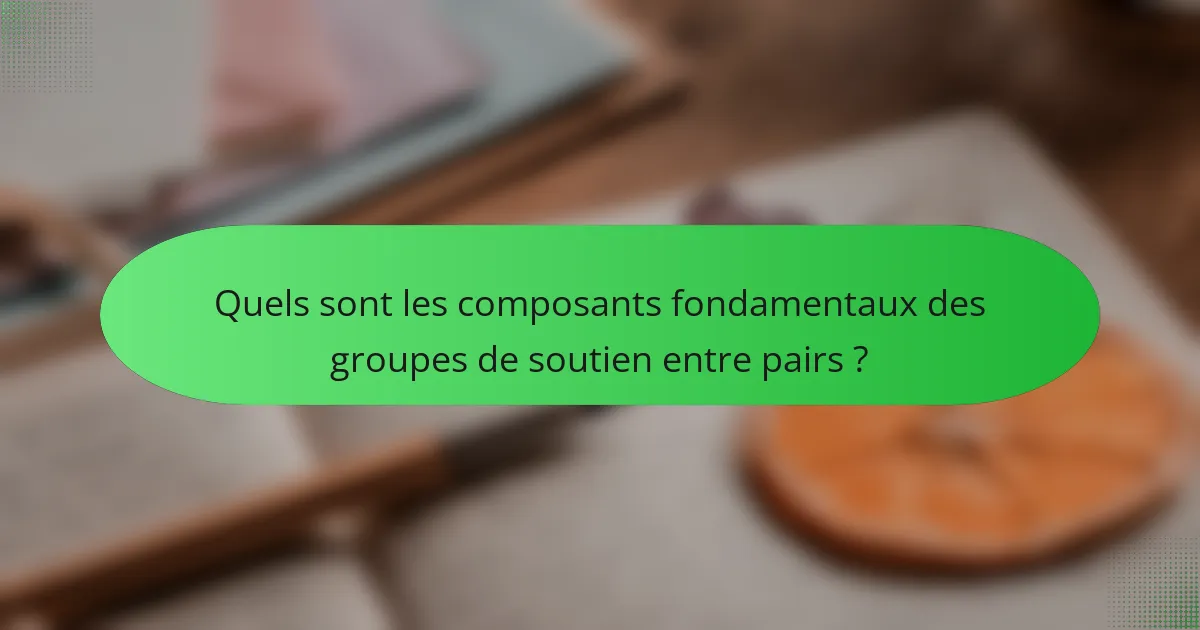 Quels sont les composants fondamentaux des groupes de soutien entre pairs ?
